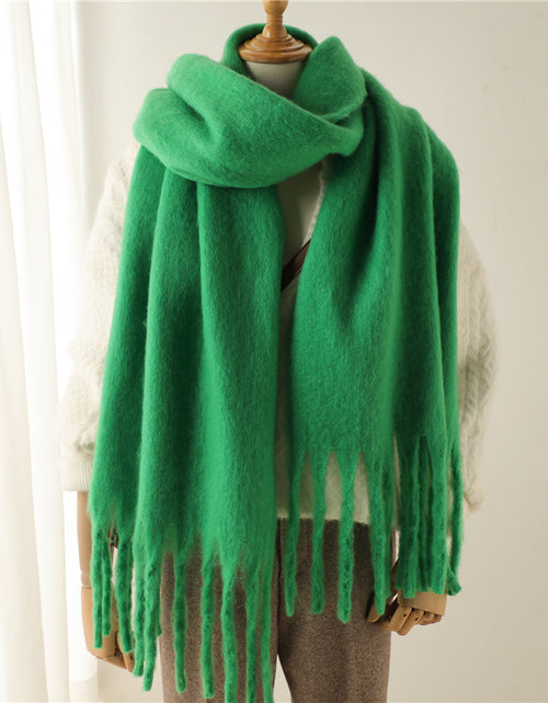 Load image into Gallery viewer, Solid Color Versatile Winter Warm Extended Tassel Scarf
