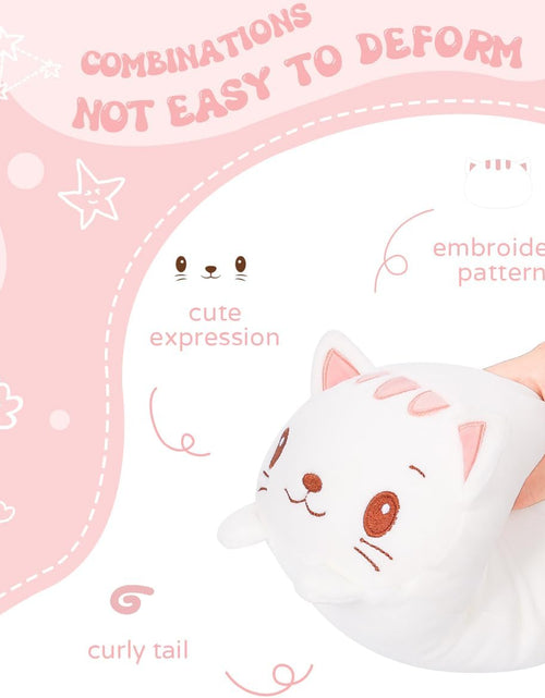 Cargar imagen en el visor de la galería, 23.6 Inch Cute White Cat Plush Stuffed Animal Cylindrical Body Pillow,Super Soft Cartoon Hugging Toy Gifts for Bedding, Kids Sleeping Kawaii Pillow
