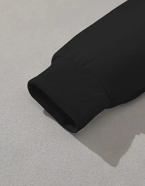 Cargar imagen en el visor de la galería, Sudadera con capucha versátil para estudiantes femeninas, blusa negra holgada con mangas largas
