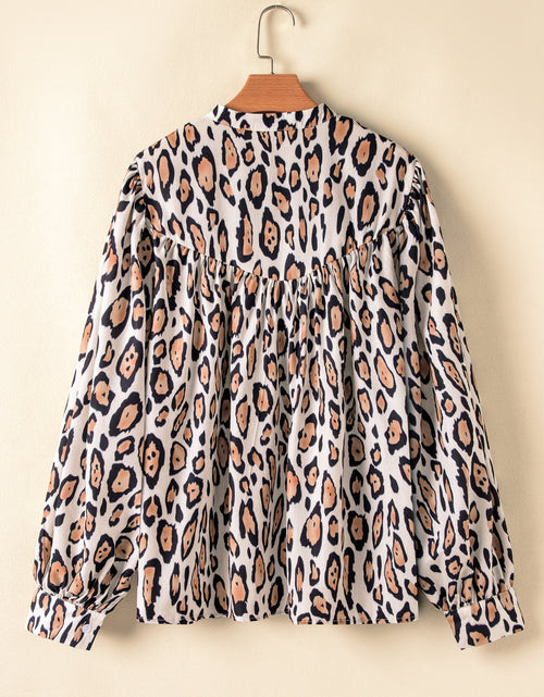 Load image into Gallery viewer, Rose Red Leopard Print Balloon Sleeve Loose Blouse
