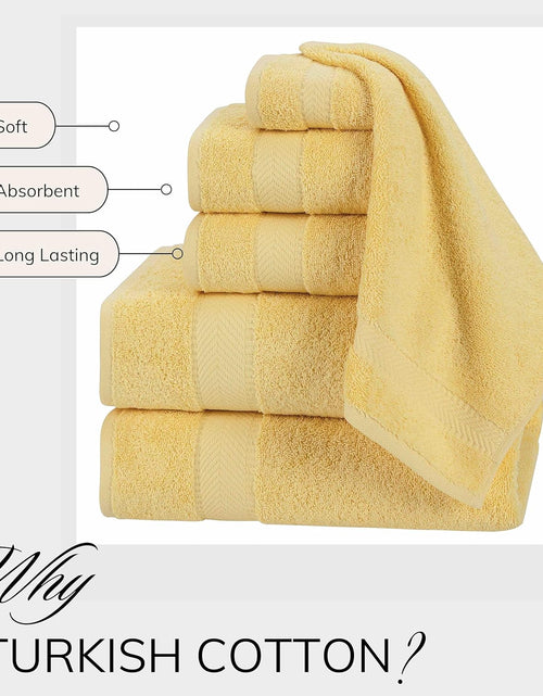Load image into Gallery viewer, 100% Turkish Cotton 6 Piece Luxury Towel Set for Bathroom &amp; Kitchen, Thick &amp; Super Soft &amp; Highly Absorbent &amp; Quick Dry ( 2 Bath Towels, 2 Hand Towels, 2 Washcloths )- Yellow
