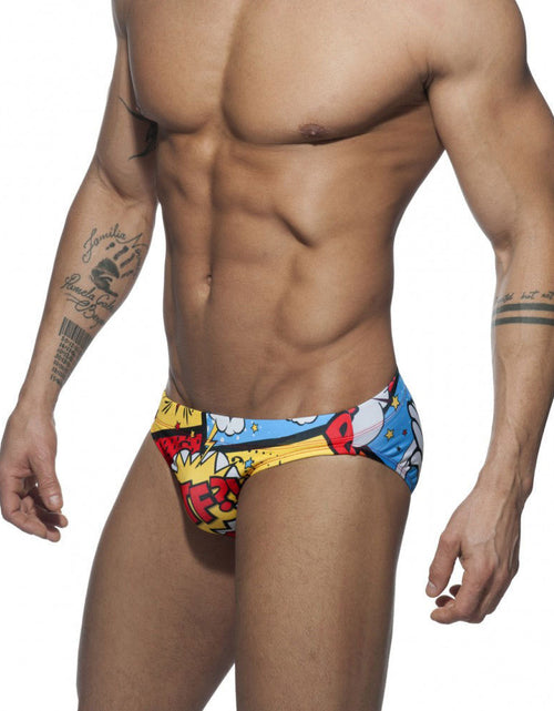 Load image into Gallery viewer, Men&#39;s Cartoon Printed English Swim Briefs Beach Swim Briefs
