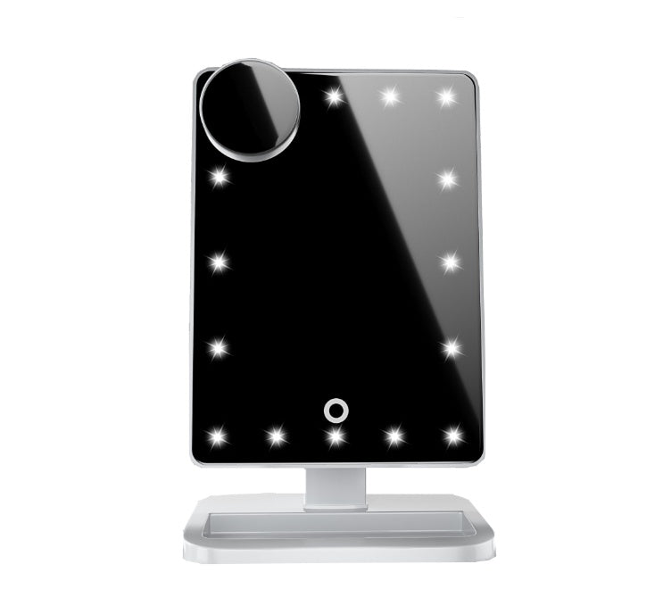 Espejo de maquillaje con pantalla táctil y 20 luces LED, altavoz de música con Bluetooth, espejos con aumento de 10 aumentos