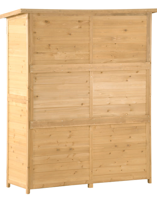 Load image into Gallery viewer, Outdoor 5.3ft Hx4.6ft L Wood Storage Shed Tool Organizer,Garden Shed, Storage Cabinet with Waterproof Asphalt Roof Natural
