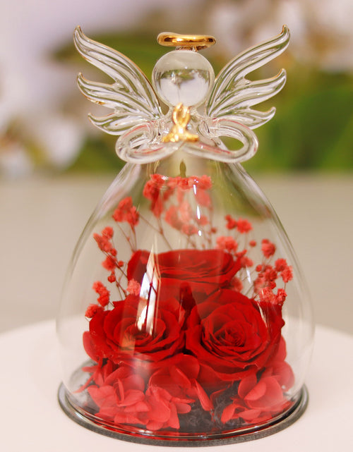 Bild in Galerie-Viewer laden, Geschenkbox für ewige Blumen, Engel, Glasabdeckung, Geschenkbox mit getrockneten Rosen für Weihnachten, Neujahr, Valentinstag, Heimdekoration
