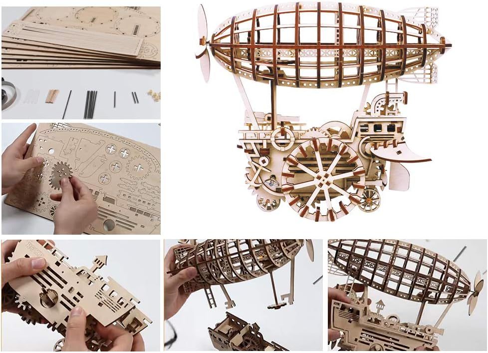 Kit de rompecabezas de vehículo aéreo de madera 3D ROBOTIME ROKR, juguetes para niños cortados con láser LK702