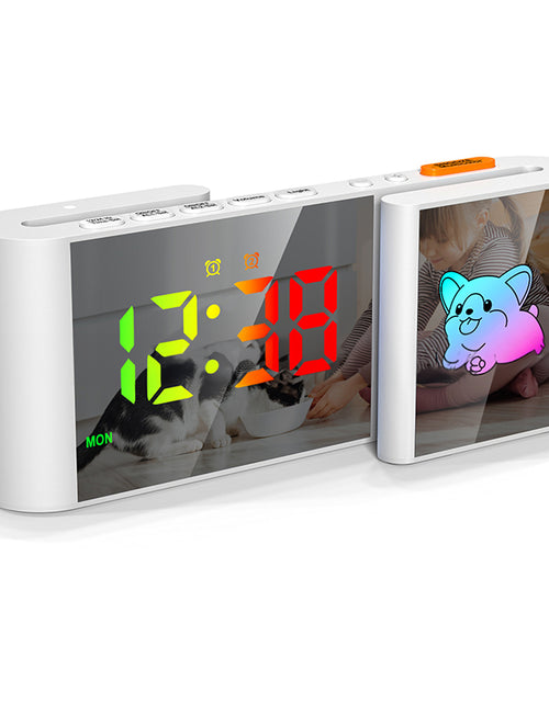 Cargar imagen en el visor de la galería, Creative S-shaped Dual-Screen RGB Colorful Alarm Clock, Adorable Cartoon Night Light Electronic Clock
