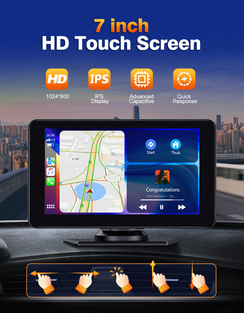 Cargar imagen en el visor de la galería, Toguard 6.86&quot; Portable Wireless Car Stereo Receiver Carplay &amp; Android Auto Screen with 2.5K Dash Cam, 1080P Backup Camera, GPS Navigation for Car Bluetooth, Airpay, AUX/FM, Googel, Siri, 64GB SD Card
