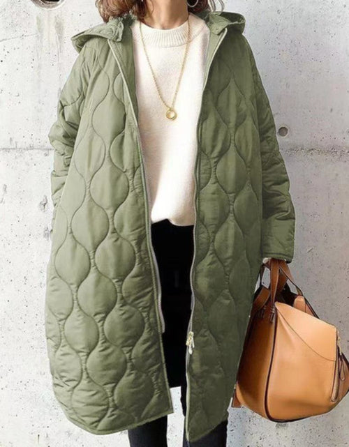 Load image into Gallery viewer, Autumn And Winter New Diamond Lattice Hooded Cotton Coat Jacket Women&#39;s Top
