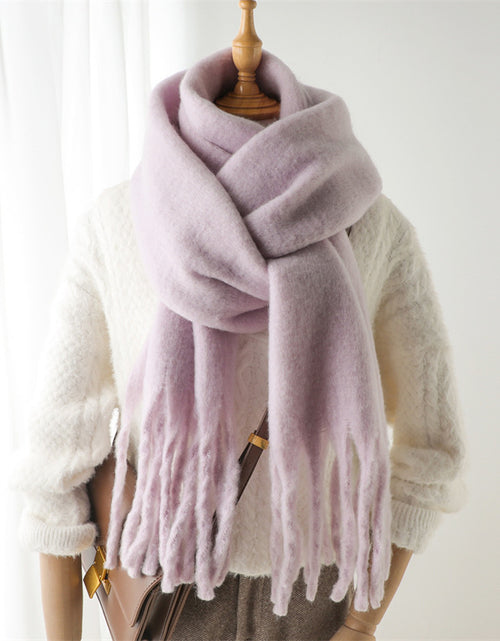 Load image into Gallery viewer, Solid Color Versatile Winter Warm Extended Tassel Scarf
