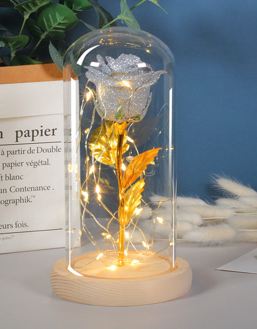 Bild in Galerie-Viewer laden, Valentinstag Geschenk für Freundin Ewige Rose Blumen LED Licht in Glasabdeckung Tag Hochzeitsdekoration Gastgeschenke Muttertag Weibliches Geschenk Geschenk
