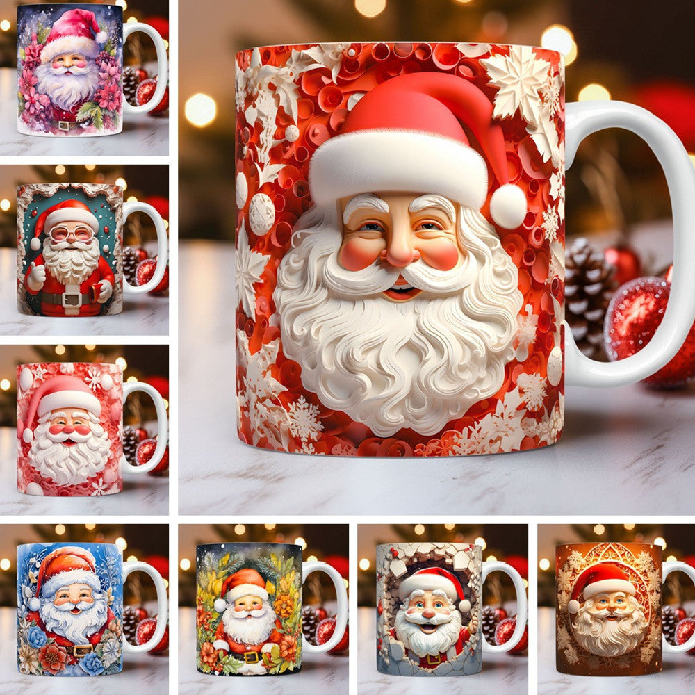 Kreative 3D-Weihnachtstasse aus Keramik, einzigartiges Weltraum-Design, Schneemann, Weihnachtsmann, Kaffeetasse, Teetasse, Milchbecher, Weihnachtsgeschenke für Kinder und Erwachsene, Küchenhelfer