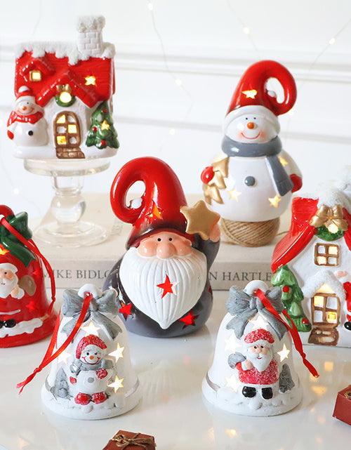 Bild in Galerie-Viewer laden, Weihnachtsmann Hohl Ambiente Licht Weihnachtsbaum Glocke Dekorative Anhänger
