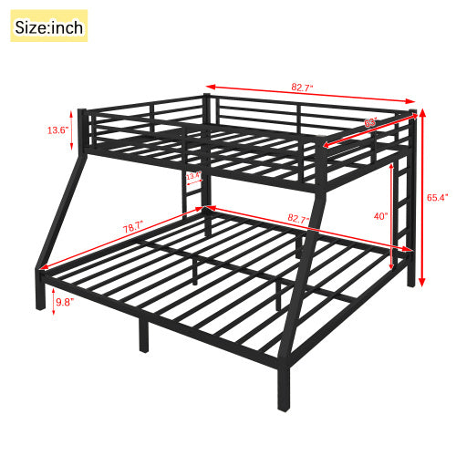 Bild in Galerie-Viewer laden, Metal Queen Over King Bunk Bed For Teens And Adults,Space-Saving Noise Reduced No Box Spring Needed, Black
