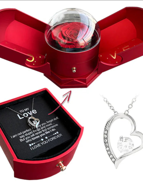 Bild in Galerie-Viewer laden, Double open rose gift box drawer style rose jewelry box angel wings Chinese Valentine&#39;s Day necklace gift box
