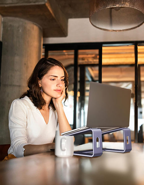 Cargar imagen en el visor de la galería, Laptop Stand, Aluminum Computer Riser, Ergonomic Laptops Elevator for Desk, Metal Holder Compatible with 10 to 15.6 Inches Notebook Computer, Purple
