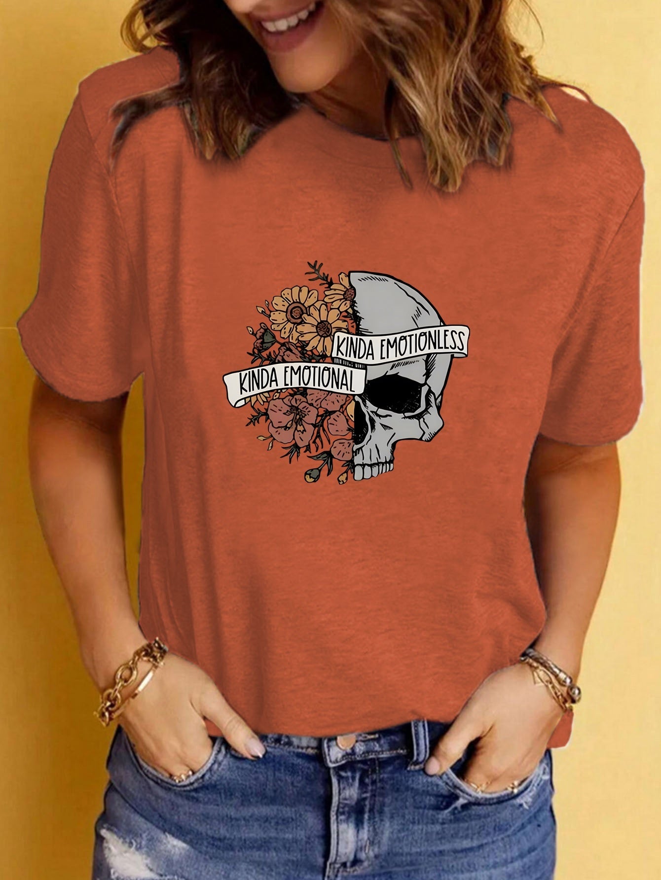 Women's Graphic Print Crew Neck Short-sleeved T-shirt