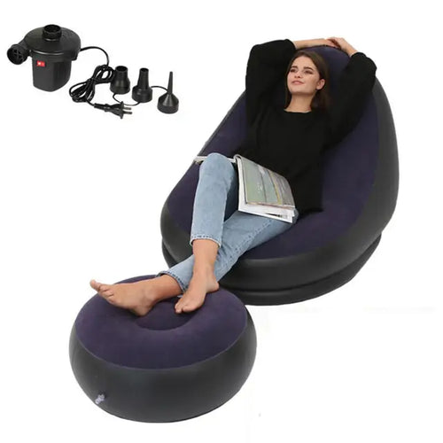 Load image into Gallery viewer, Inflatable Air Mattress Lazy Sofa Deck Chair Comfortable Leg Stool Rest Single Beanbag for home and Outdoor Use
