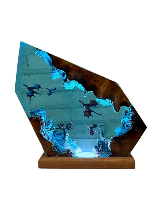 Load image into Gallery viewer, Fire Dragon and Ice Dragon Resin Lamp 3D Dragon Desk Lamp Game of Power Dragon Lamp Lighting Home Decoration
