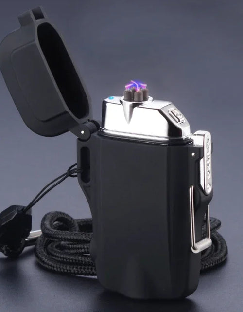 Load image into Gallery viewer, Outdoor Dual Plasma Arc Lighter With Flashlight Waterproof USB Electric Cigarette Lighter Hiking Starter Turbo lighter Men Gifts
