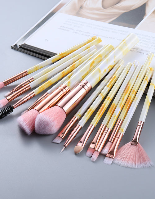 Load image into Gallery viewer, 15 Marbled Design Makeup Brushes Set
