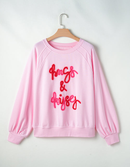 Bild in Galerie-Viewer laden, Pink Tinsel Hugs and Kisses Raglan Sleeve Sweatshirt
