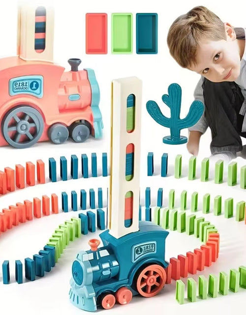 Cargar imagen en el visor de la galería, Domino Children&#39;S Puzzle Building Blocks Automatically Put Small Train Chain Reaction Mechanism
