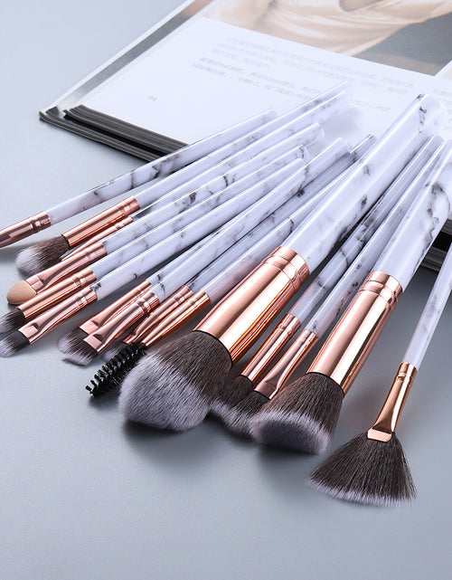 Load image into Gallery viewer, 15 Marbled Design Makeup Brushes Set
