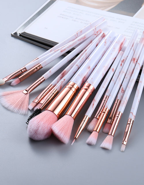 Load image into Gallery viewer, 15 Marbled Design Makeup Brushes Set
