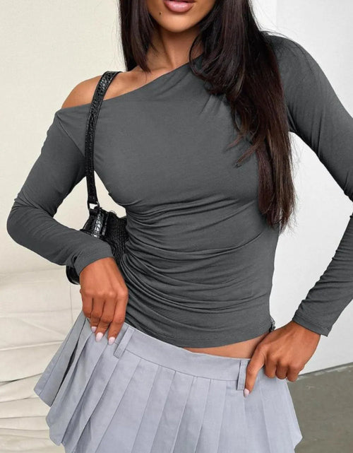 Load image into Gallery viewer, Single Shoulder Long Sleeve T-Shirt
