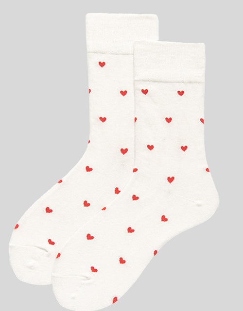 Cargar imagen en el visor de la galería, White Heart Pattern Casual Cotton Socks
