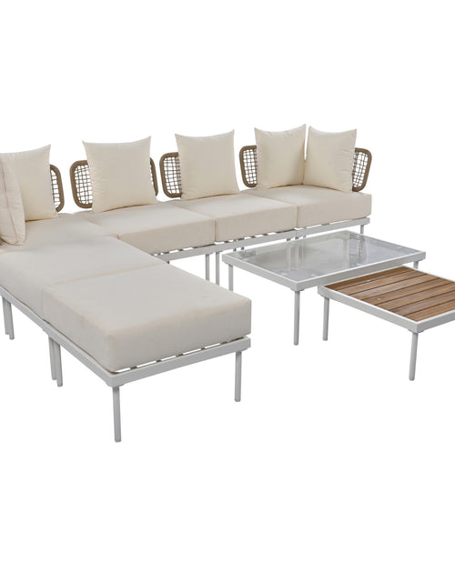 Load image into Gallery viewer, TREXM 8-Piece Patio Sectional Sofa Set With Tempered Glass Coffee Table And Wooden Coffee Table For
