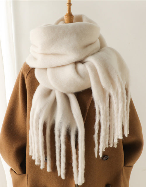 Load image into Gallery viewer, Solid Color Versatile Winter Warm Extended Tassel Scarf
