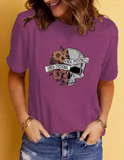 Load image into Gallery viewer, Women&#39;s Graphic Print Crew Neck Short-sleeved T-shirt
