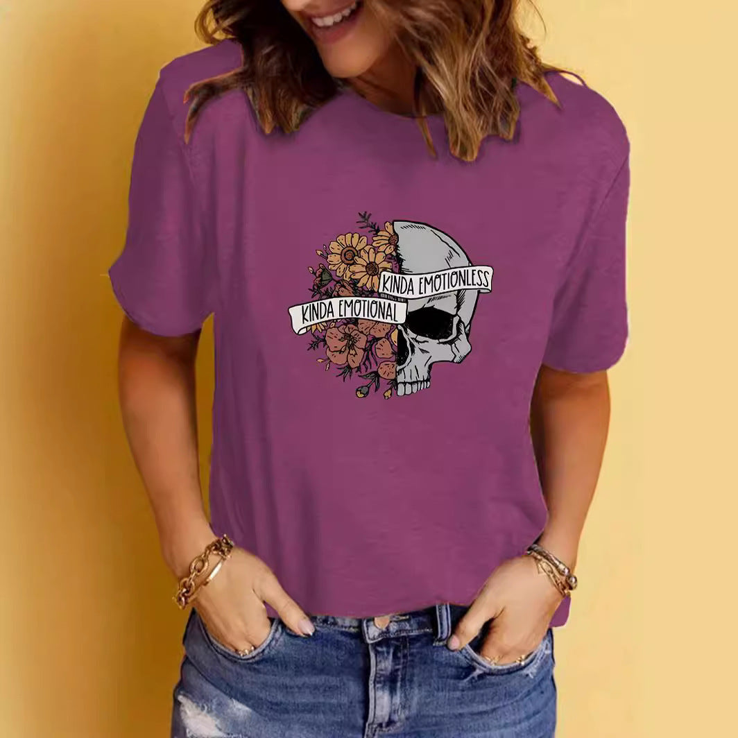 Women's Graphic Print Crew Neck Short-sleeved T-shirt