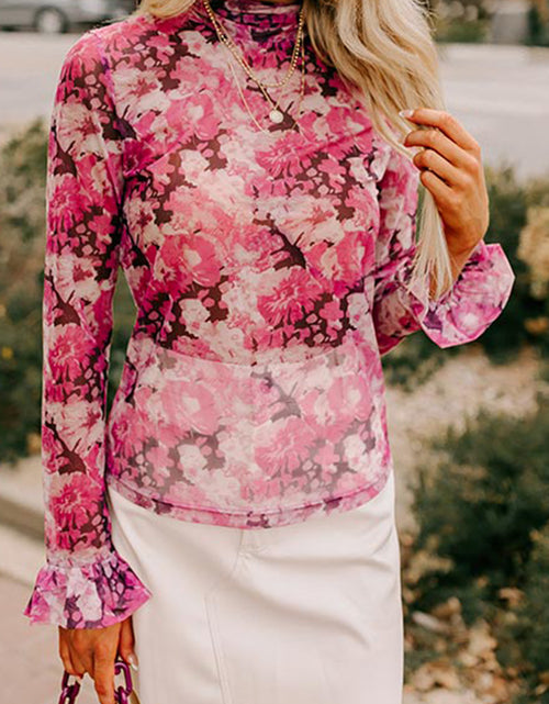 Bild in Galerie-Viewer laden, Rose Allover Floral Print Mesh Top
