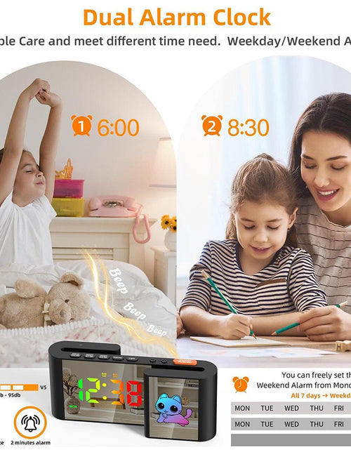 Cargar imagen en el visor de la galería, Creative S-shaped Dual-Screen RGB Colorful Alarm Clock, Adorable Cartoon Night Light Electronic Clock
