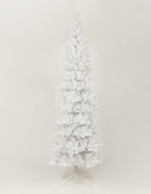 Bild in Galerie-Viewer laden, 7,5 Fuß schlanker weißer künstlicher Weihnachtsbaum inklusive faltbarer Metallständer

