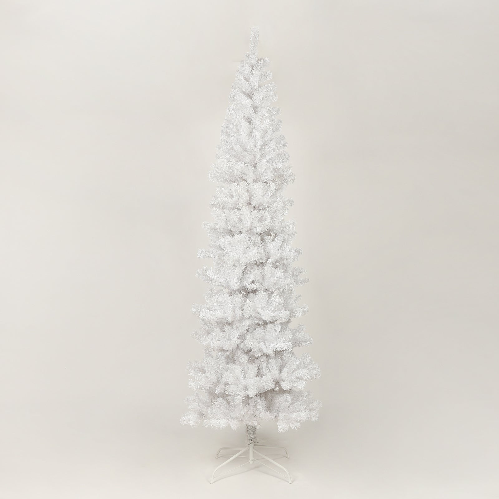 7,5 Fuß schlanker weißer künstlicher Weihnachtsbaum inklusive faltbarer Metallständer