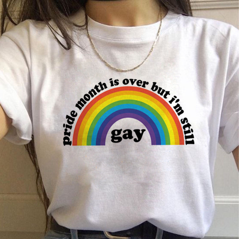 Camisetas para mujer Camiseta de manga corta para mujer Orgullo Gay Arcoiris Novias