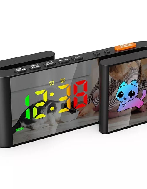 Cargar imagen en el visor de la galería, Creative S-shaped Dual-Screen RGB Colorful Alarm Clock, Adorable Cartoon Night Light Electronic Clock
