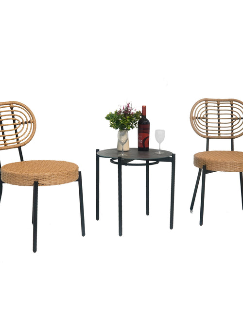Load image into Gallery viewer, 3 Pieces Of Luxury Outdoor Wicker Furniture - Patio Bistro Style Table And Chair Combination

