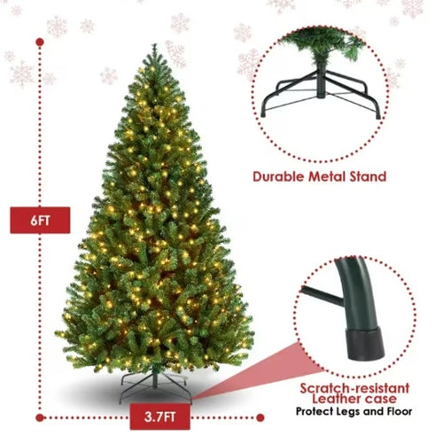 Load image into Gallery viewer, 6ft Premium Pre-Lit Christmas Tree With 250 Warm Lights, Green
