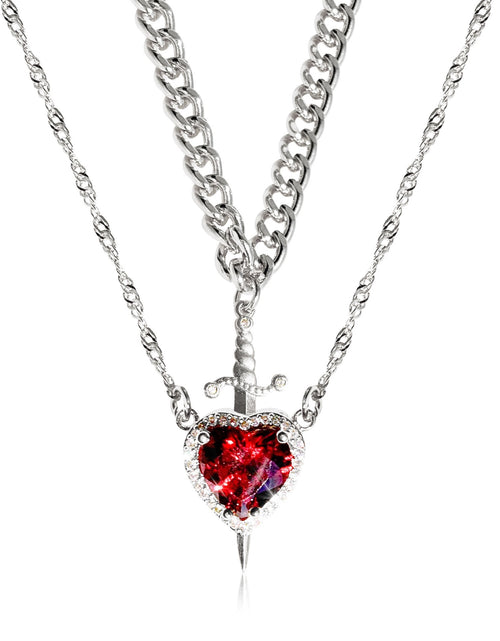 Load image into Gallery viewer, New Heart And Sword Necklace Set Gold Color Stainless Steel Crystal Couple Necklaces For Women Men Boyfriend Girlfriend Gifts
