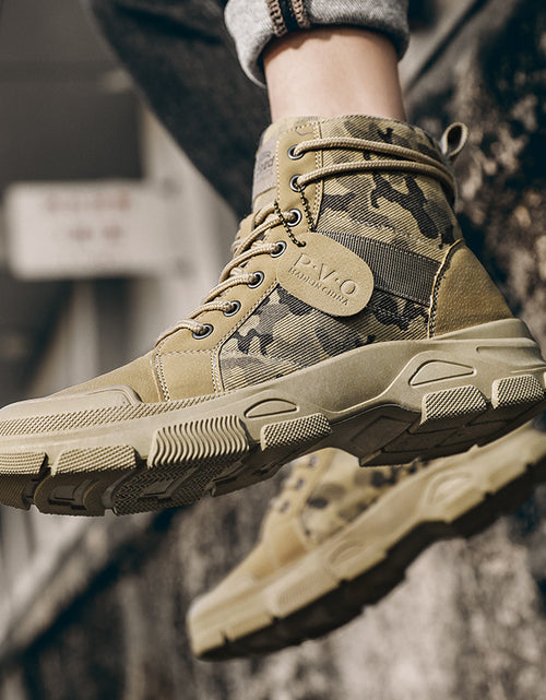 Load image into Gallery viewer, New Canvas High-top Tooling Retro Outdoor Hiking Boots
