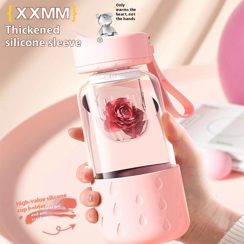 Taza de agua de vidrio magnética con separación de agua de té sellada sin fugas Taza de agua de té de vidrio Vaso con infusor Botella de agua con filtro de té