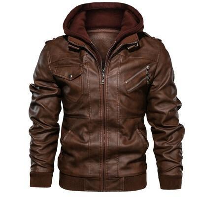 Leather jacket men's slim fit zipper PU jacket autumn men's leather jacket jacket black