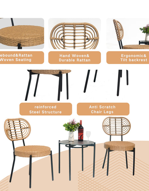 Load image into Gallery viewer, 3 Pieces Of Luxury Outdoor Wicker Furniture - Patio Bistro Style Table And Chair Combination
