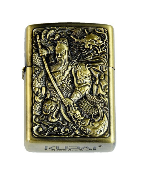 Bild in Galerie-Viewer laden, Kerosene lighter windproof retro style grinding wheel personalized bronze relief fuel dispenser
