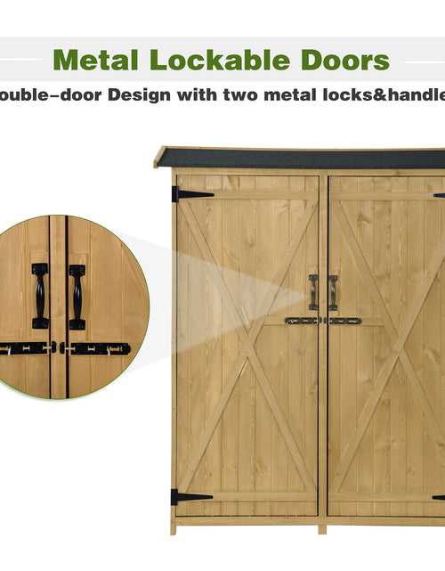 Load image into Gallery viewer, Outdoor 5.3ft Hx4.6ft L Wood Storage Shed Tool Organizer,Garden Shed, Storage Cabinet with Waterproof Asphalt Roof Natural
